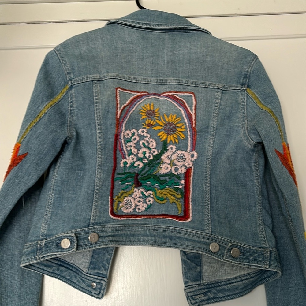 Embroidered floral jean jacket